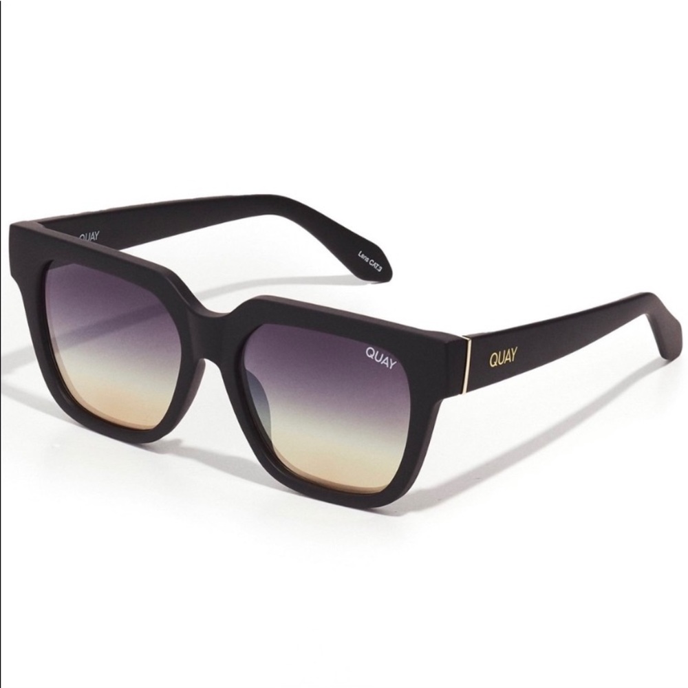 Quay Australia PSA Matte Black Gold Sunglasses NWT - Picture 2 of 9